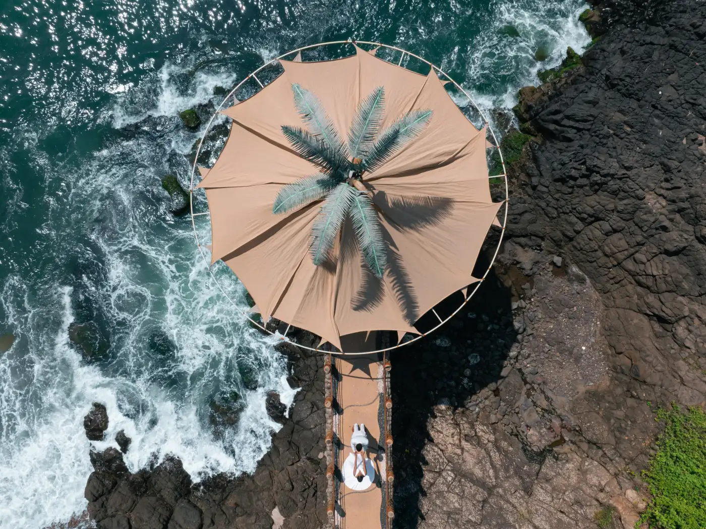 Aerial view of La Puesta del Sol's private oceanfront property